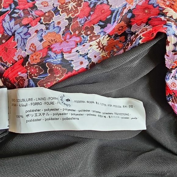 Zara S red floral ruched form fitting short sleeve dress nwot - Picture 8 of 8